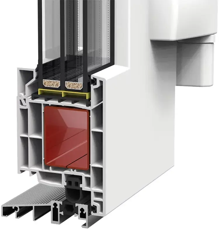 Framex 80 MD plastikinių durų profilio pjūvis