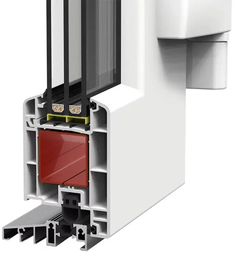 Framex 71 plastikinių durų profilio pjūvis