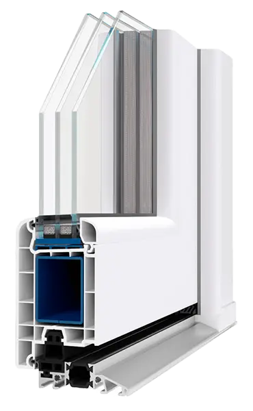 WDS 70 plastikinių durų profilio pjūvis