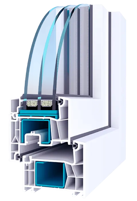 WDS 76 AD plastikinio lango profilio pjūvis